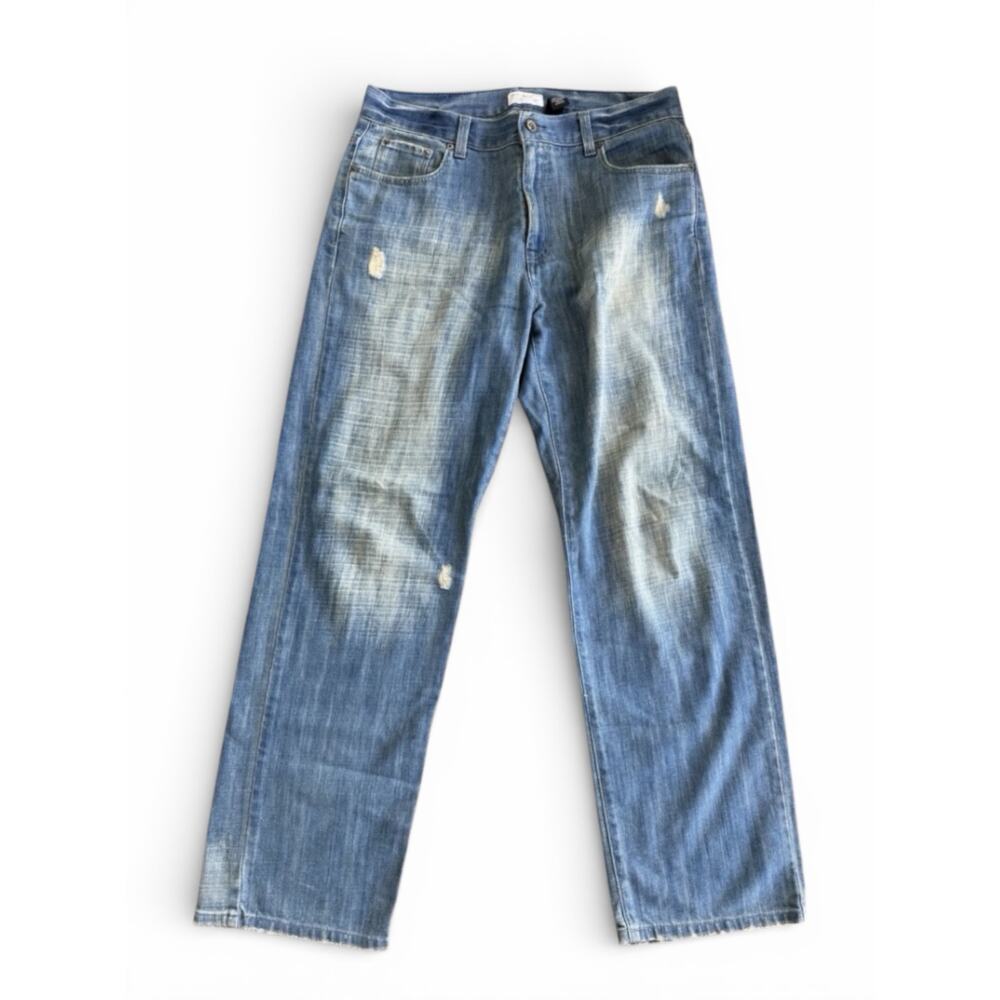 DKNY vintage distressed men's jeans low rise 33/32 Wide Leg Skater Rave Y2K 90s